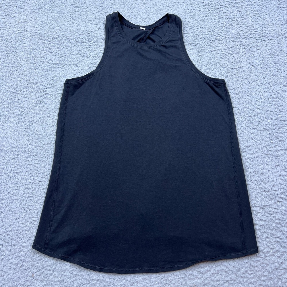 Lululemon All Tied Up Tank Black Pima Cotton W1ASXS Light Open Back Tie Size 2